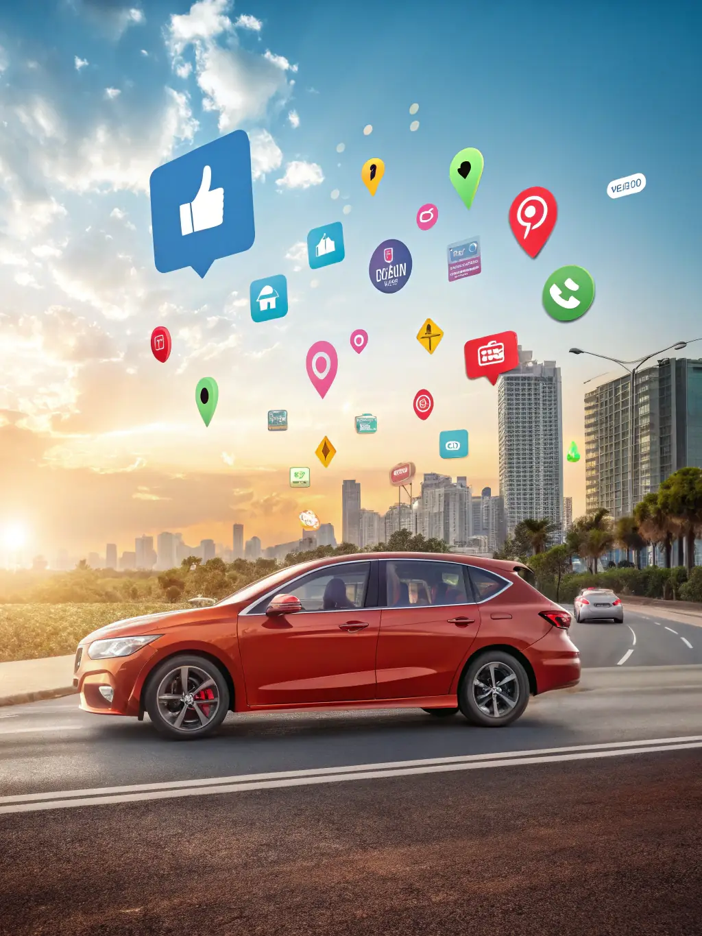 An engaging photograph of a social media advertisement for a new car model, featuring eye-catching visuals and compelling call-to-action, illustrating the power of social media marketing.